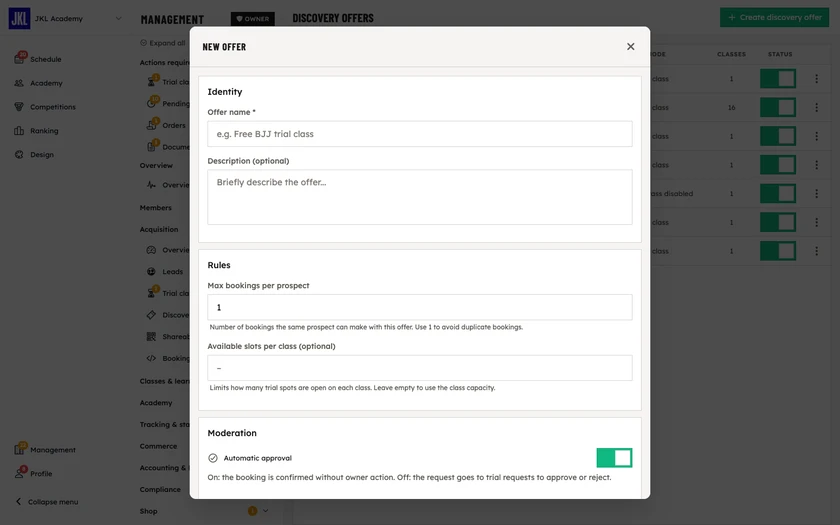 The new offer form: identity, rules and moderation