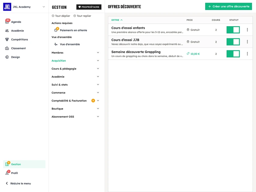 Des offres découverte sur mesure - OSS Academy