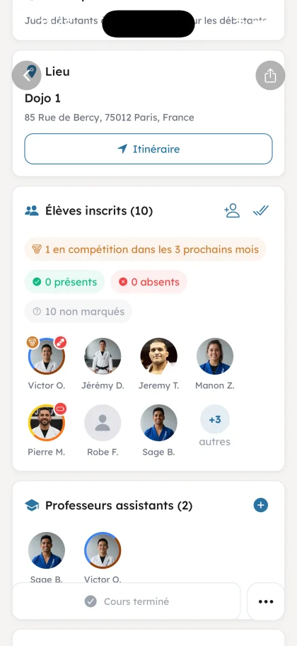 Statut visible en cours - OSS Academy