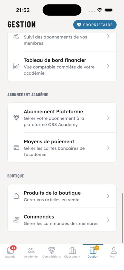 Abonnement & boutique - OSS Academy