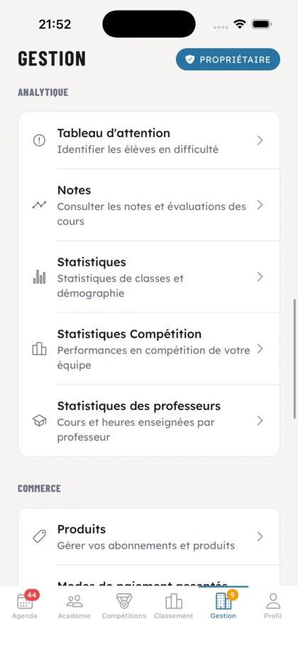 Analytique de l'académie - OSS Academy