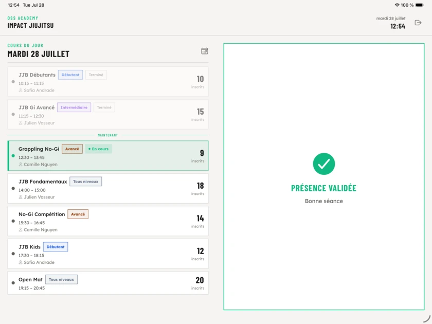 Pointage instantané - OSS Academy