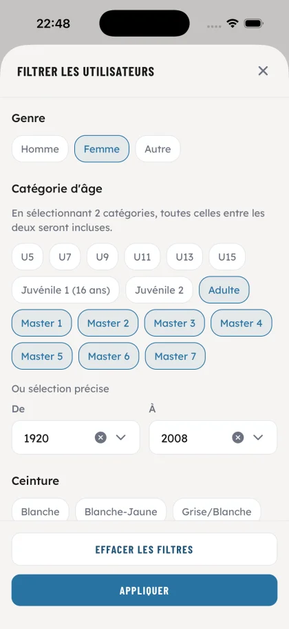 Filtres précis sur le profil - OSS Academy