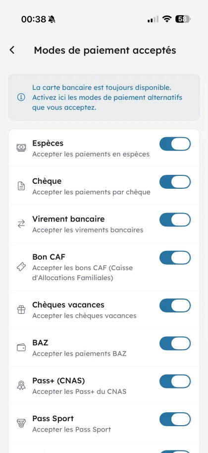Paiements intégrés - OSS Academy
