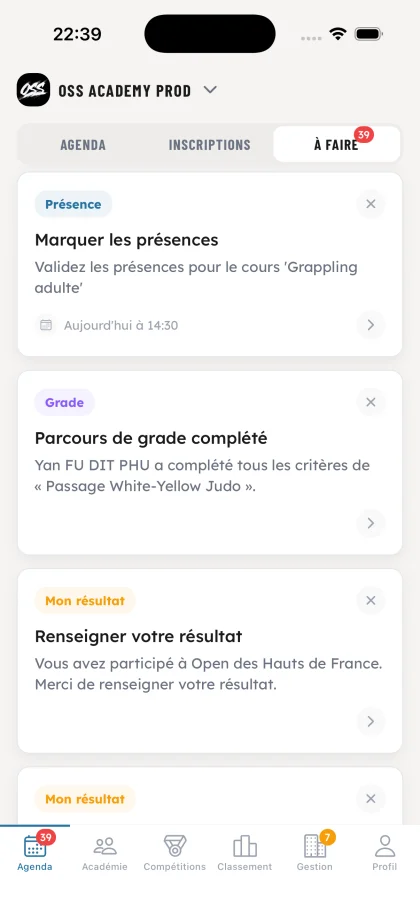 Tâches à faire - OSS Academy