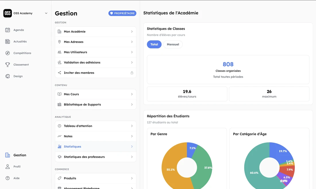 OSS Academy web application in Safari browser on desktop